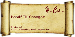 Hanák Csongor névjegykártya